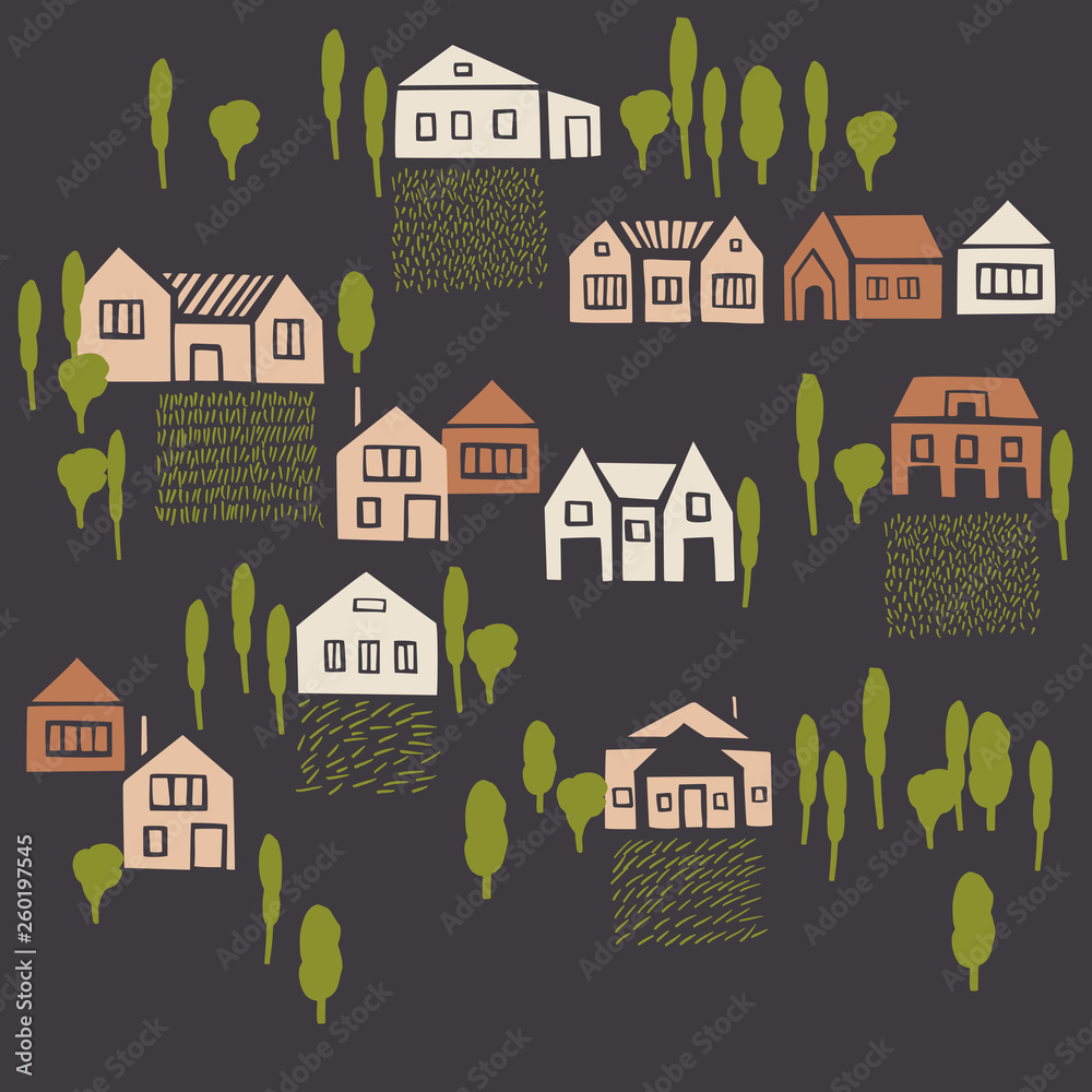 Hand drawn houses. Vector sketch illustration. Stock Vector | Adobe Stock