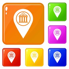 Poster - Map pin icons set collection vector 6 color isolated on white background