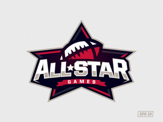 Wall Mural - Modern professional emblem all star for american football game in red theme