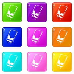 Poster - Water smartphone icons set 9 color collection isolated on white for any design
