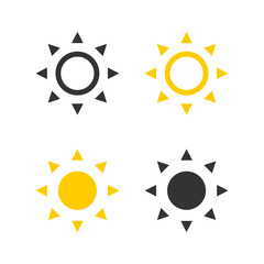 Wall Mural - sun collection vector icon. sun black and yellow color in flat design. sun icons