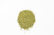 © IKvyatkovskaya - green spice on white background. Dried and ground herbs.
