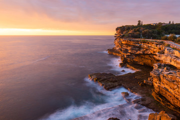 Canvas Print - sunrise golden hour view at the gap cliff, watsons bay, sydney, australia.