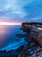 Canvas Print - cloudy dawn view at the gap rock cliff, watsons bay, sydney, australia.