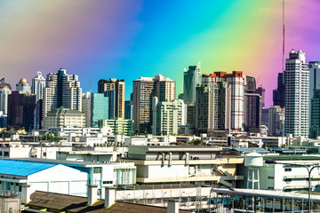 Bangkok aerial view.Bird eye view, Cityscape, Banfgkok, Thailand-April 2019