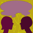 Silhouette Sideview Profile Image of Man and Woman with Shared Thought Bubble Design business concept. Business ad for website and promotion banners. empty social media ad
