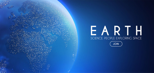 Wall Mural - eath planet in space with lights. realistic universe. cosmos background.