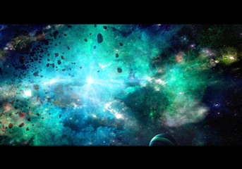 Poster - creative abstract artistic multicolored smooth galaxy background