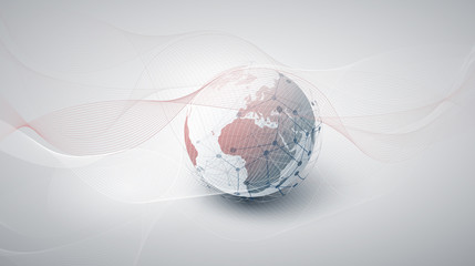 Poster - Cloud Computing and Networks Concept with Earth Globe - Abstract Global Digital Connections, Technology Background, Creative Design Element Template 