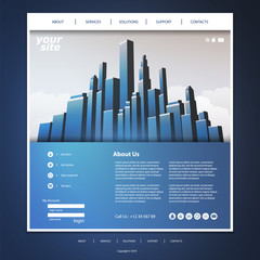 Wall Mural - Website Design Template for Your Business with City Skyline, Tall Buildings, Skyscrapers 