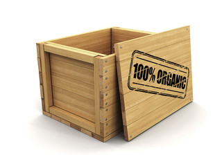 Poster - Wooden crate with stamp 100%. Image with clipping path