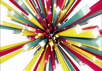 Poster - Abstract artistic 3d computer generated illustration of a multicolored rays artwork