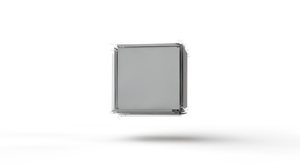 Poster - 3d rendering of several cubes destroyed on elements. Array of fragments hanging in space, isolated on white background. 3d illustration, abstraction, the idea of chaos, disorder, structure and harmony