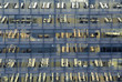 Close up of empty glass office buildings