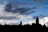 Fototapeta Big Ben - Old town silhouette with clouds