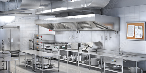 Fotomural Industrial kitchen. Restaurant kitchen. 3d illustration