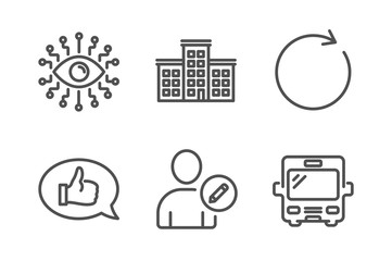 Aufkleber - Artificial intelligence, Synchronize and Company icons simple set. Feedback, Edit user and Bus signs. All-seeing eye, Refresh or update. Technology set. Line artificial intelligence icon. Vector
