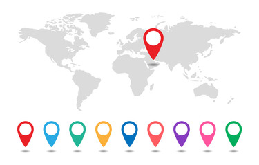 Poster - World map with pointers.