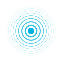 Radio Signal. Blue Rings. Sound Wave. Circles.