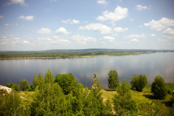 landscape with lake and blue sky