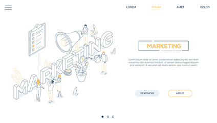 Aufkleber - Marketing strategy - line design style isometric web banner
