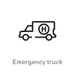 © zaurrahimov - outline emergency truck vector icon. isolated black simple line element illustration from airport terminal concept. editable vector stroke emergency truck icon on white background