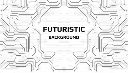Poster - Circuit board grayscale tone futuristic digital technology communication system background template vector design. HUD element technology control panel texture illustration.