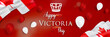 Happy Victoria Day - Victoria Day icon with Canada flag and crown. Canada maple leaf.