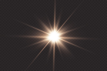 White glowing light explodes on a transparent background. with ray.  Transparent shining sun, bright flash.  Special lens flare light effect.