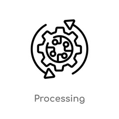 outline processing vector icon. isolated black simple line element illustration from artificial inte