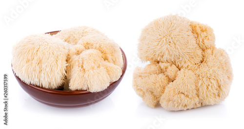 Fotografía lion mane mushroom isolated on white background