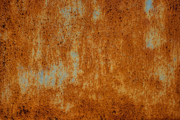 Wall Mural - Texture of rusty metal, painted white which became orange from rust. Horizontal texture of cracked paint on rusty steel