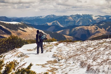 Wall Mural - Hiking in the mountains