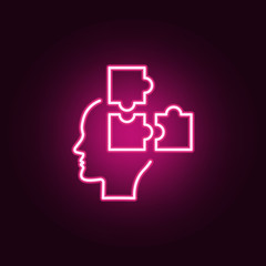 Poster - Puzzle, strategy, brain neon icon. Elements of Creative thinking set. Simple icon for websites, web design, mobile app, info graphics