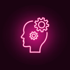 Poster - Gear, solution, head neon icon. Elements of Creative thinking set. Simple icon for websites, web design, mobile app, info graphics