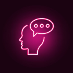 Poster - Chat, comment, brain neon icon. Elements of Creative thinking set. Simple icon for websites, web design, mobile app, info graphics