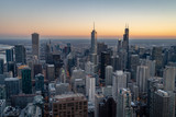 Fototapeta Nowy Jork - Aerial View of the Chicago Skyline at Sunset