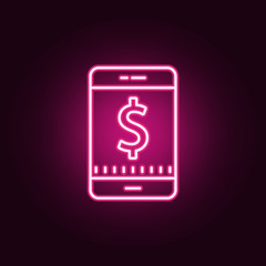 Poster - mobile banking neon icon. Elements of Banking set. Simple icon for websites, web design, mobile app, info graphics