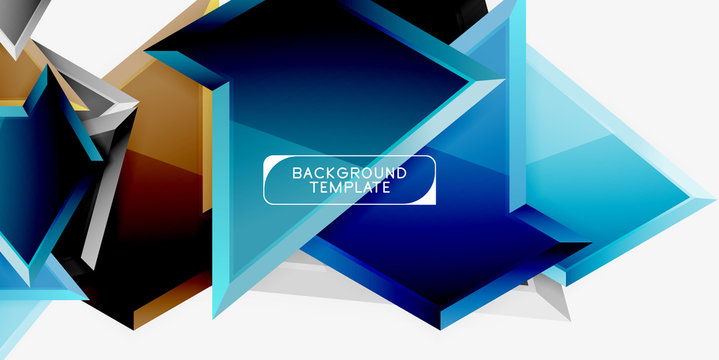 Bright colorful triangular poly 3d composition,abstract geometric background, minimal design, polygonal futuristic poster