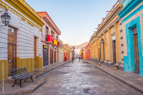 Beautiful streets and colorful facades of San Cristobal de las Casas in Chiap...