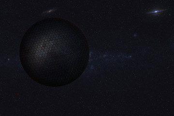 Wall Mural - mystical metal palnet in the outer space. gray and handmade. astro civilization. planetrry construct