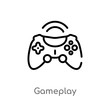 outline gameplay vector icon. isolated black simple line element illustration from blogger and influencer concept. editable vector stroke gameplay icon on white background