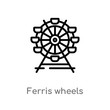 outline ferris wheels vector icon. isolated black simple line element illustration from business concept. editable vector stroke ferris wheels icon on white background