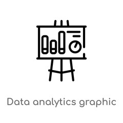 Poster - outline data analytics graphic on a presentation screen vector icon. isolated black simple line elem