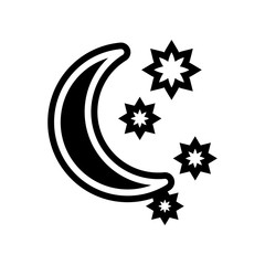 Aufkleber - crescent moon and stars icon. Element of Science for mobile concept and web apps icon. Glyph, flat icon for website design and development, app development