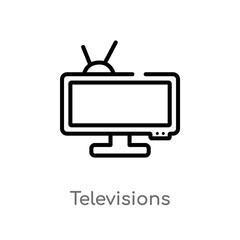 Poster - outline televisions vector icon. isolated black simple line element illustration from computer concept. editable vector stroke televisions icon on white background