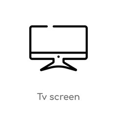 Poster - outline tv screen vector icon. isolated black simple line element illustration from computer concept. editable vector stroke tv screen icon on white background
