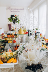 Wall Mural - Fresh fruits on the buffet. Fruit Recipes.