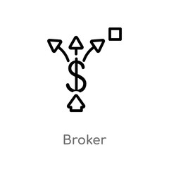 Poster - outline broker vector icon. isolated black simple line element illustration from e-commerce and payment concept. editable vector stroke broker icon on white background