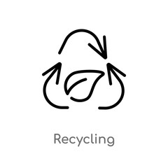 Wall Mural - outline recycling vector icon. isolated black simple line element illustration from ecology concept. editable vector stroke recycling icon on white background